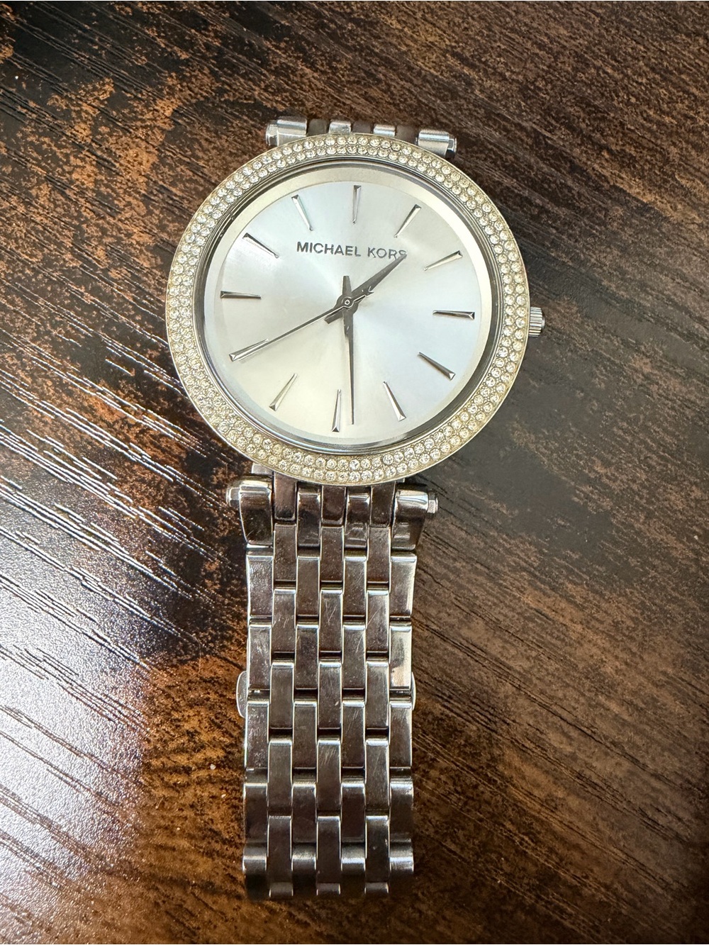 Michael Kors Silver Crystal-Trim Women's Bracelet Watch